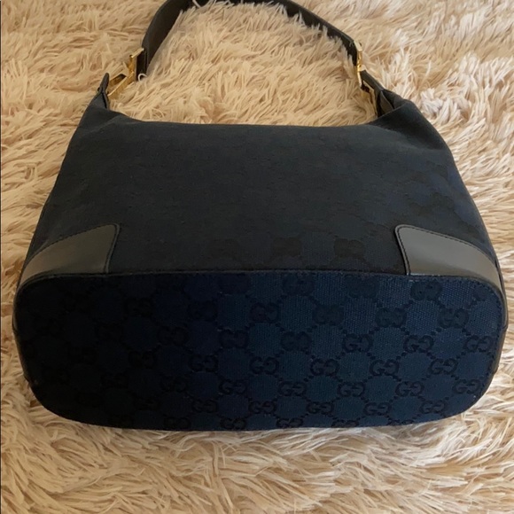 Auth Gucci Small Black Monogram Canvas Clasp Hobo - Picture 5 of 11
